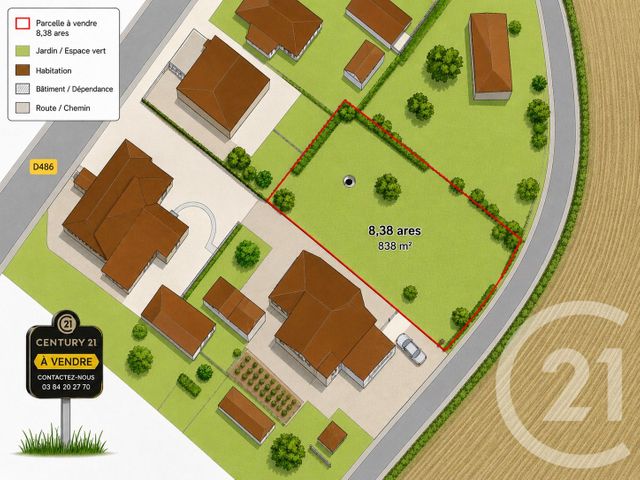 terrain à vendre - 838.0 m2 - LURE - 70 - FRANCHE-COMTE - Century 21 Gsm Immo