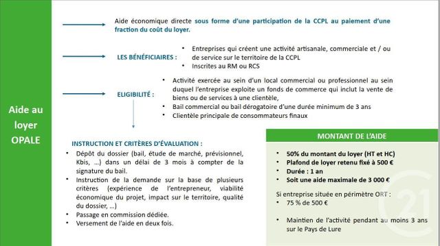 commerce à louer - 181.5 m2 - LURE - 70 - FRANCHE-COMTE - Century 21 Gsm Immo